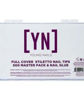 Young Nails Full Cover Stiletto Nail Tips 500 Master Pack Clear New